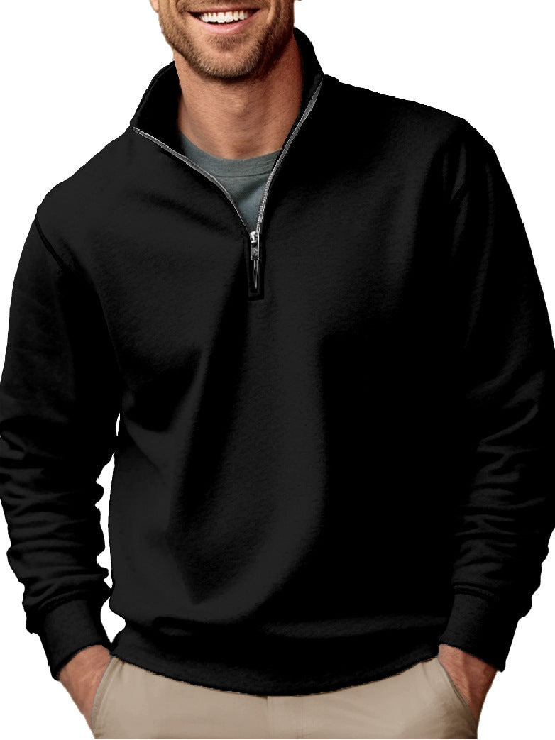 Herren Halbzip-Sweatshirt mit Stehkragen und weichem Fleece-Innenfutter – Cavarno