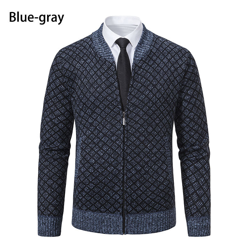 Herren modische Strickjacke mit modernem Zopfmuster und Reißverschluss Echoarchiv