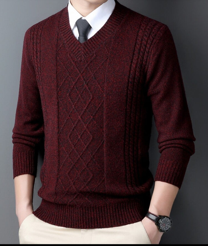 Herren V-Ausschnitt Pullover im modernen Zopfmuster Echoarchiv