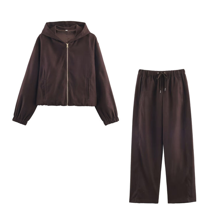 Damen Boxy-Kapuzenjacke aus Veloursoptik mit durchgehendem Reißverschluss und Gummsaum Echo Archiv