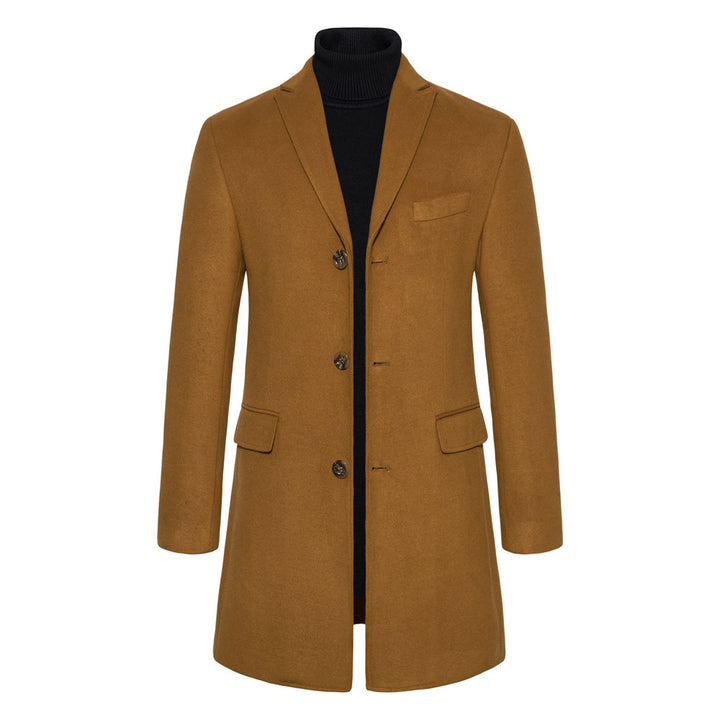 Herren eleganter Wollmantel mit modernem Schnitt und praktischen Taschen Echoarchiv