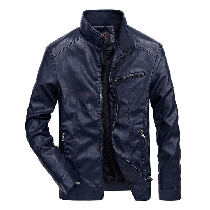 Herren Slim‑Fit Lederoptik‑Blouson mit Stehkragen und Reißverschlusstaschen Echo Archiv