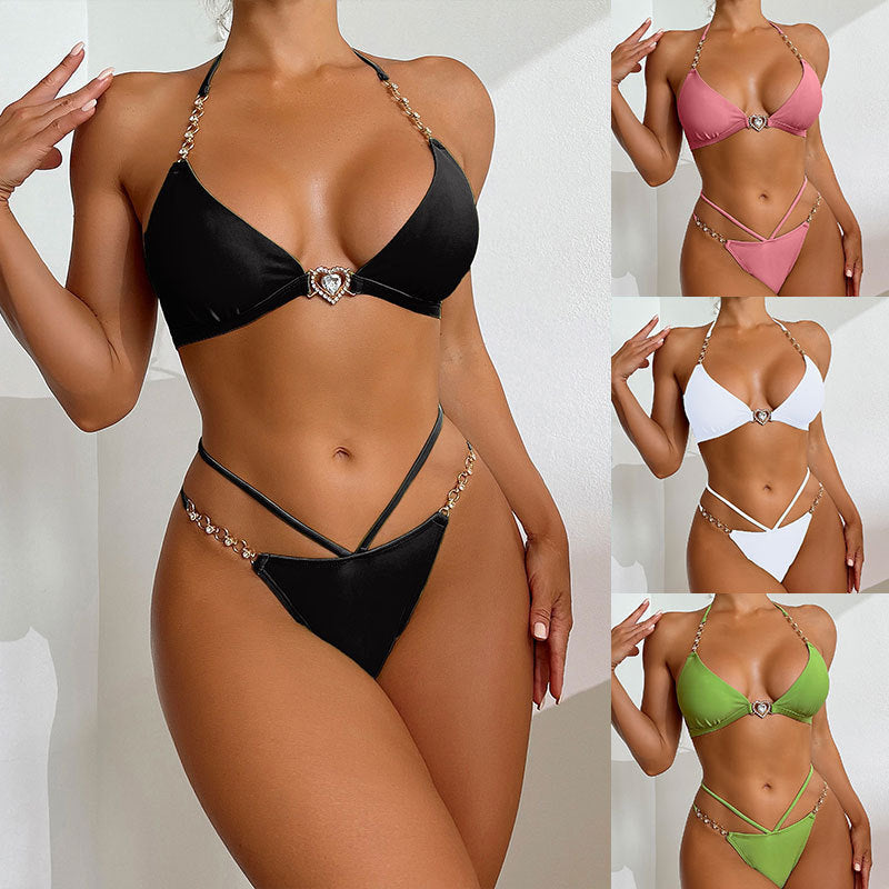 Damen Triangel-Bikini mit verstellbaren Trägern und glamourösem Schmuckbesatz Echo Archiv
