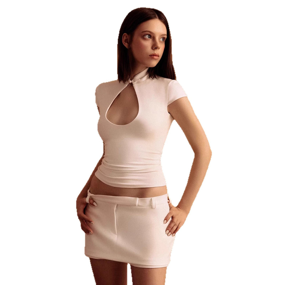 Damen figurbetontes Oberteil mit Choker-Ausschnitt Echo Archiv