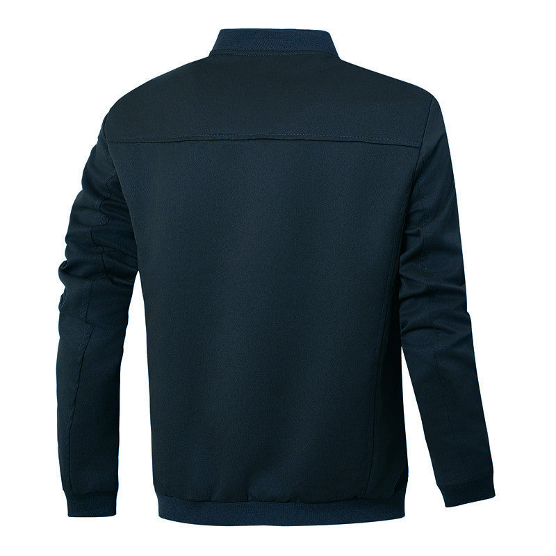 Herren sportlich-elegante Collegejacke mit Druckknopfleiste und kontrastierenden Einsätzen Echoarchiv