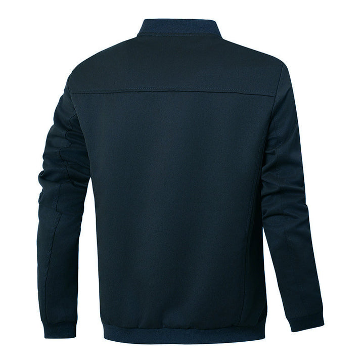 Herren sportlich-elegante Collegejacke mit Druckknopfleiste und kontrastierenden Einsätzen Echoarchiv