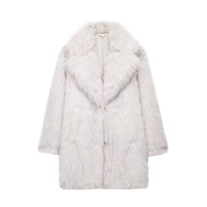 Damen Faux-Fur-Mantel mit Oversize-Schalkragen und langem, taillenfreiem Schnitt Echo Archiv