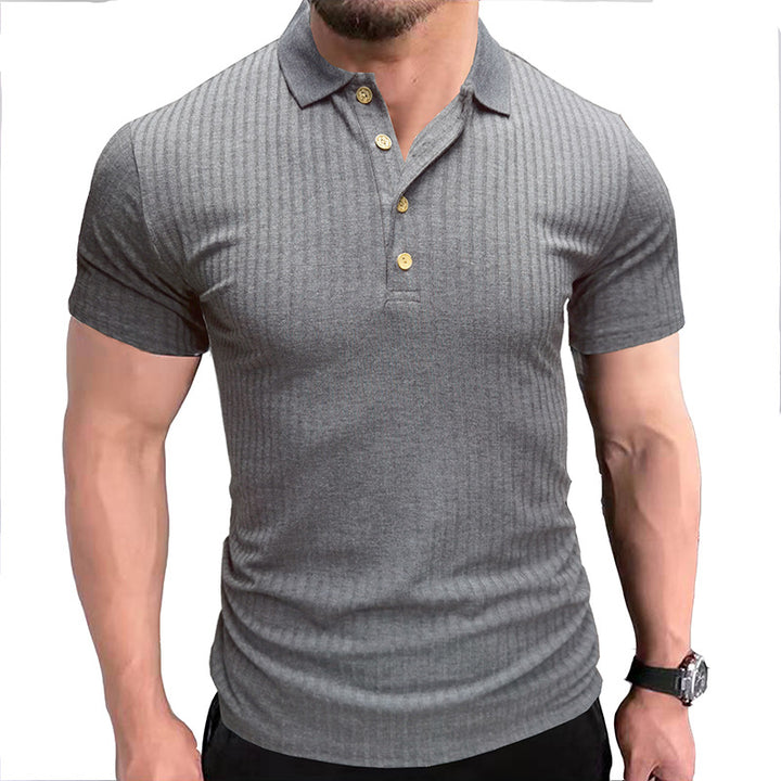 Herren Polo-Shirt mit strukturiertem Design und modischen Knöpfen Echoarchiv