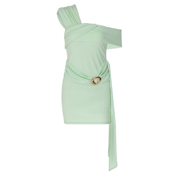 Damen Elegantes einseitiges Minikleid mit Wickeldesign und asymmetrischem Saum Echo Archiv