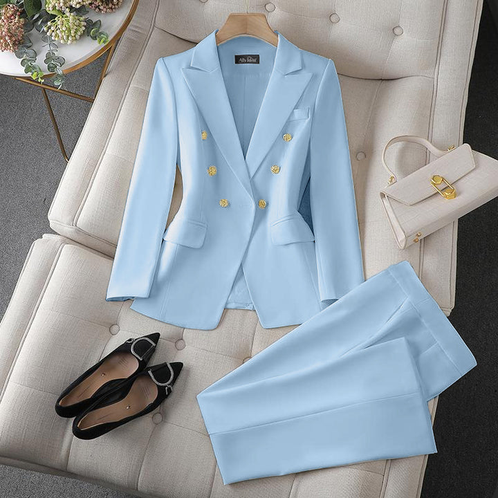 Damen Elegantes Doppelreihiges Blazer-Set Echo Archiv