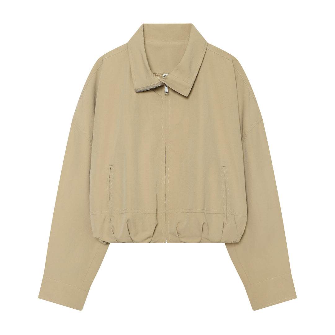 Damen utilitaristische Kurzjacke mit Reißverschluss und Hemdkragen Echo Archiv