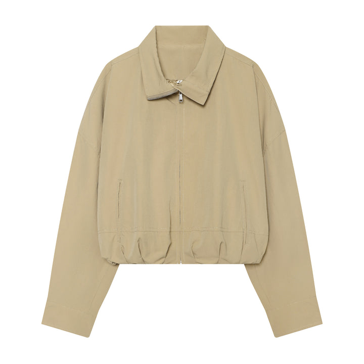 Damen utilitaristische Kurzjacke mit Reißverschluss und Hemdkragen Echo Archiv
