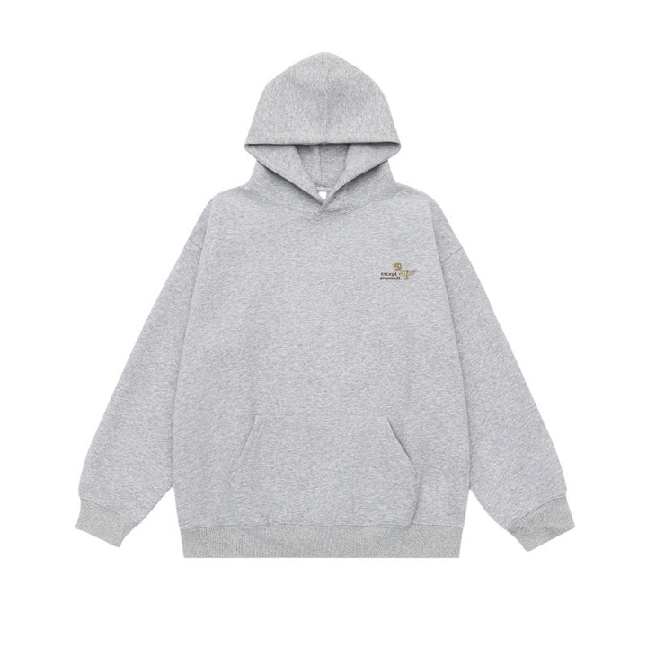 Unisex Oversize-Kapuzenpullover aus schwerer French-Terry mit Kängurutasche und dezenter Bruststickerei Echoarchiv