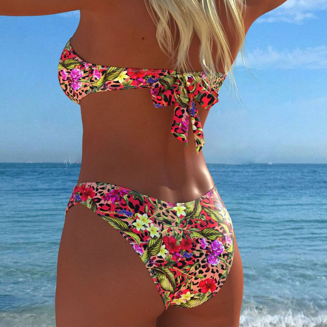 Damen Bandeau-Bikini mit floralem Muster und hohem Beinausschnitt Echo Archiv