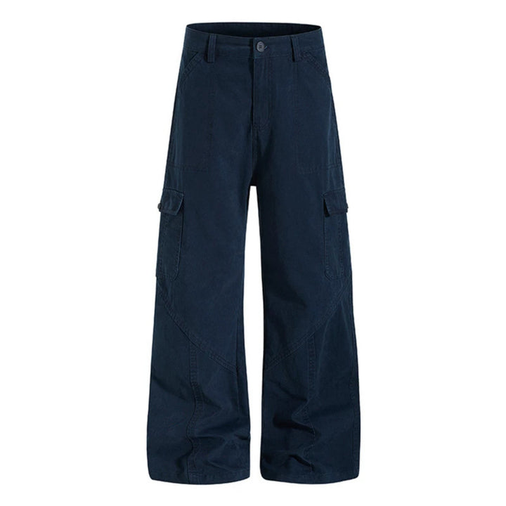 Damen Weite Cargo-Hose aus Baumwoll-Mix mit hohem Bund und Multifunktionstaschen Echoarchiv