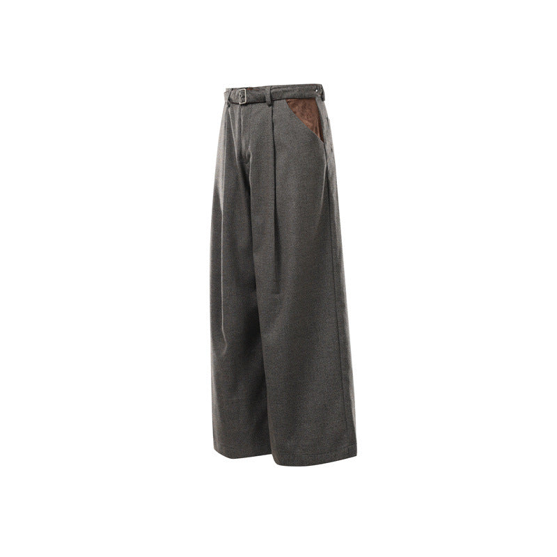 Damen Weite High Waist Culotte-Hose mit Gürtel und Kontrasttaschen Echoarchiv