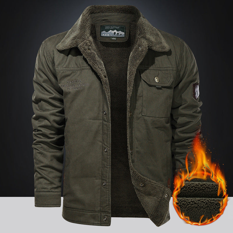 Herren nan gefütterte Canvas-Fieldjacke mit Teddyfutter, Brustklappe und Druckknopffront Echo Archiv