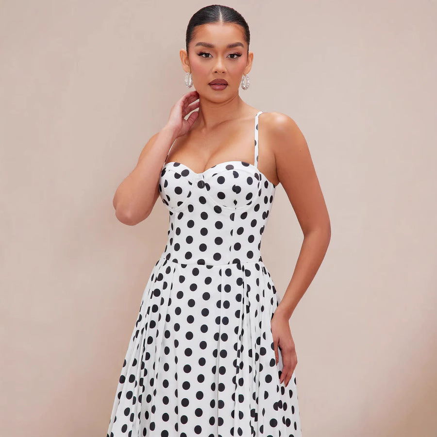 Damen Maxi-Kleid mit punktiertem Design und taillierter Passform Echo Archiv