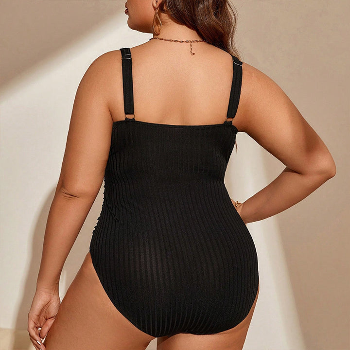 Damen Einteiliger Badeanzug mit stilvollem Rippendesign Echo Archiv