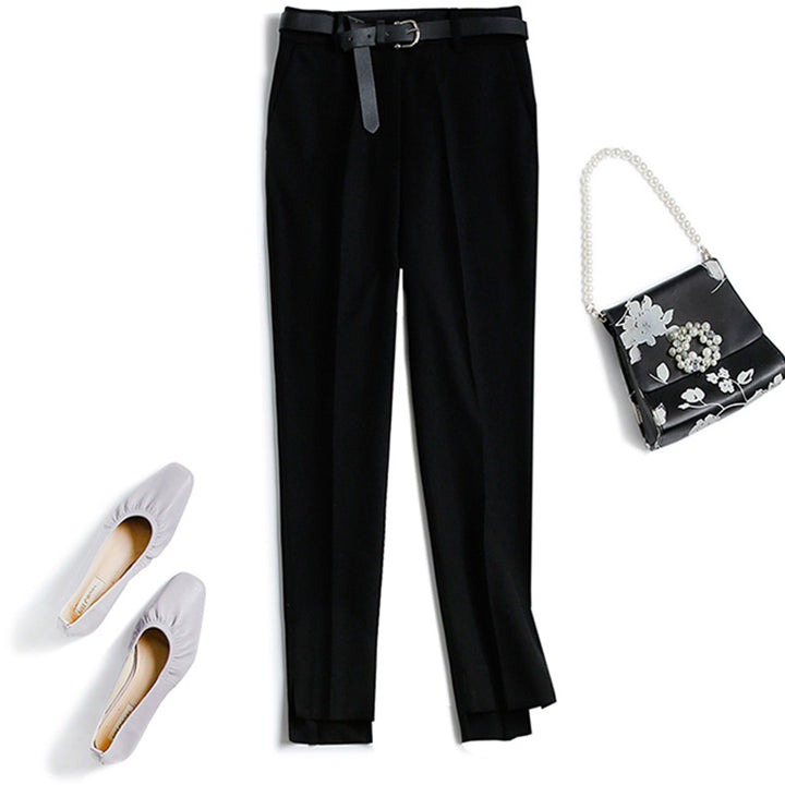 Damen Elegante und bequeme Hochtaillierte Anzughose mit Gürtel Echoarchiv