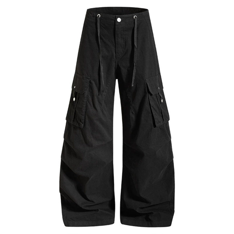 Damen weite High-Waist Cargo-Hose mit Tunnelzugbund und großen Klapptaschen Echoarchiv