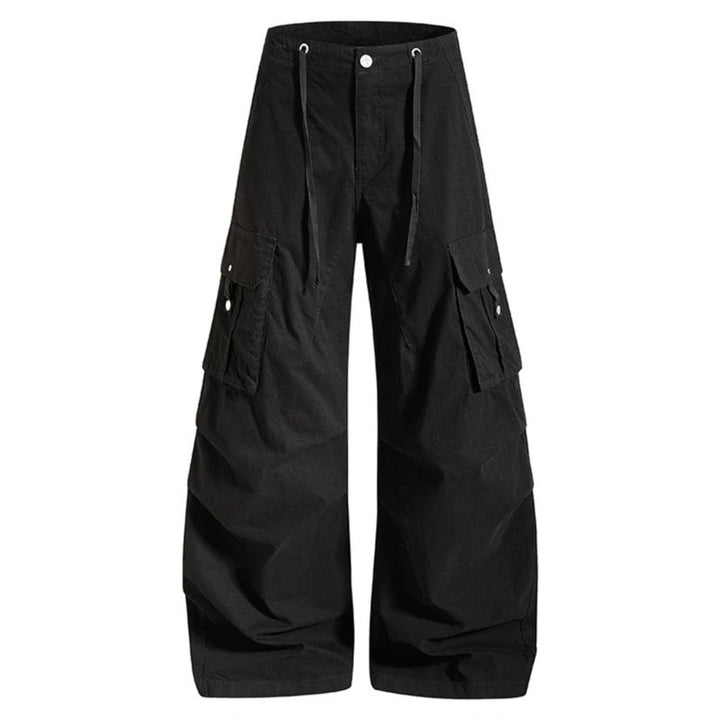 Damen weite High-Waist Cargo-Hose mit Tunnelzugbund und großen Klapptaschen Echoarchiv