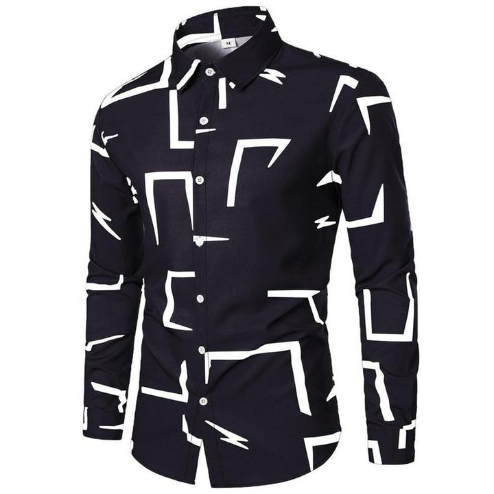 Herren modisches Langarmhemd mit geometrischem Design Echoarchiv