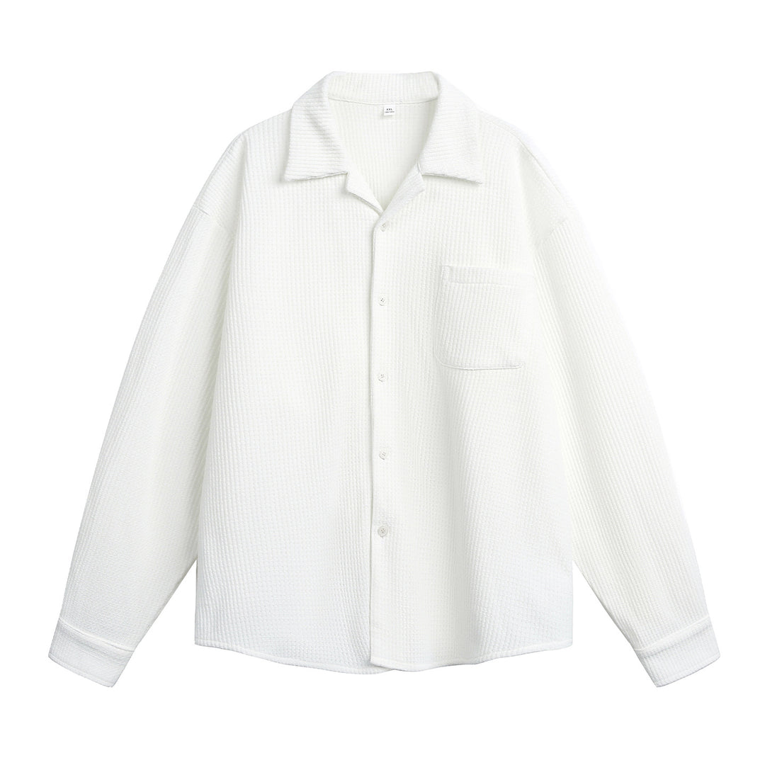 Unisex Komfortables Overshirt aus Strukturstrick mit Hemdkragen und Brusttasche Echo Archiv