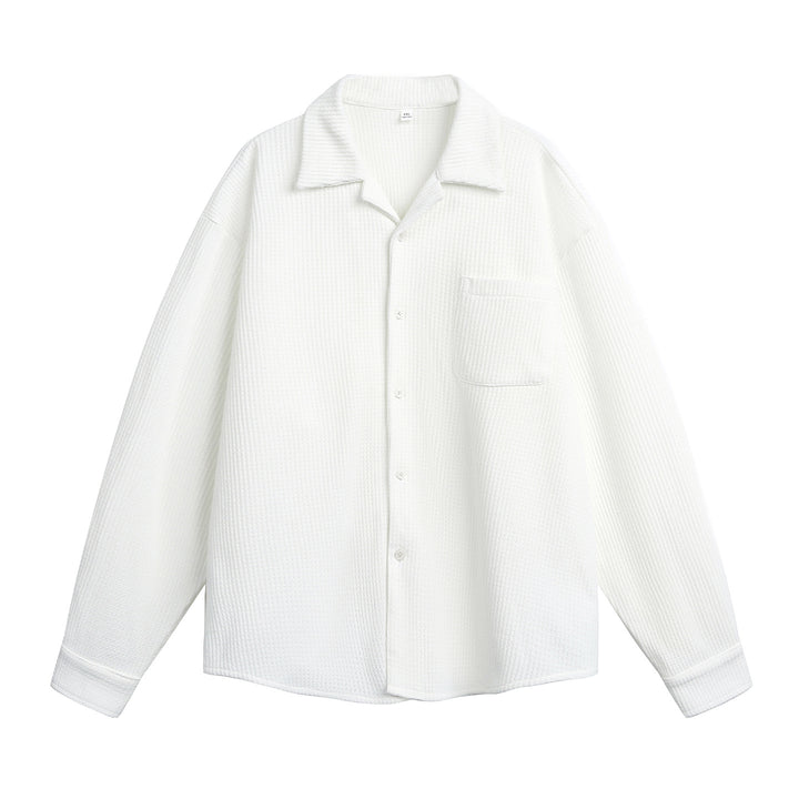 Unisex Komfortables Overshirt aus Strukturstrick mit Hemdkragen und Brusttasche Echo Archiv