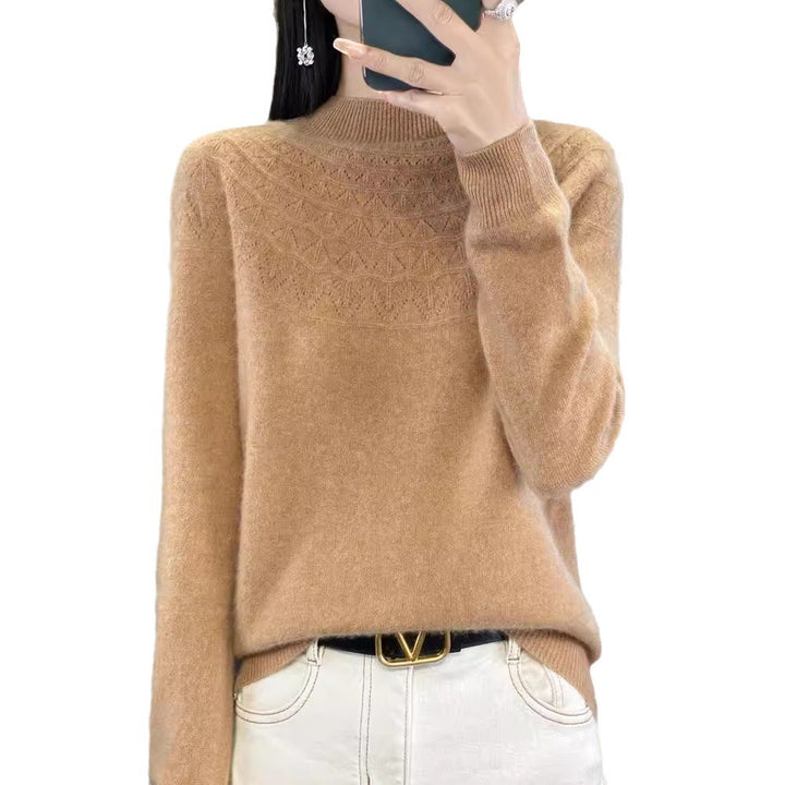Damen Kuscheliger Mohair‑Optik Pullover mit Zierstruktur am Oberteil und Stehkragen Echoarchiv