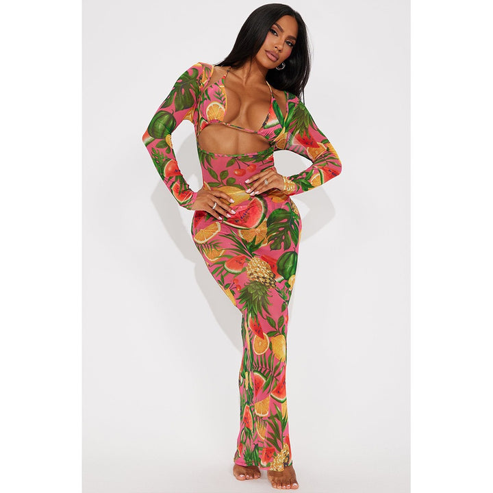 Damen Elegantes Maxikleid mit modernem Animal-Print Echo Archiv