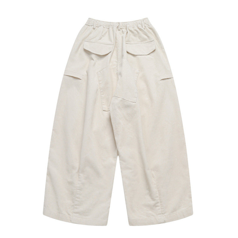 Damen Weite hochtaillierte Cordhose im Culotte‑Schnitt mit Tunnelzug und aufgesetzten Taschen Echo Archiv