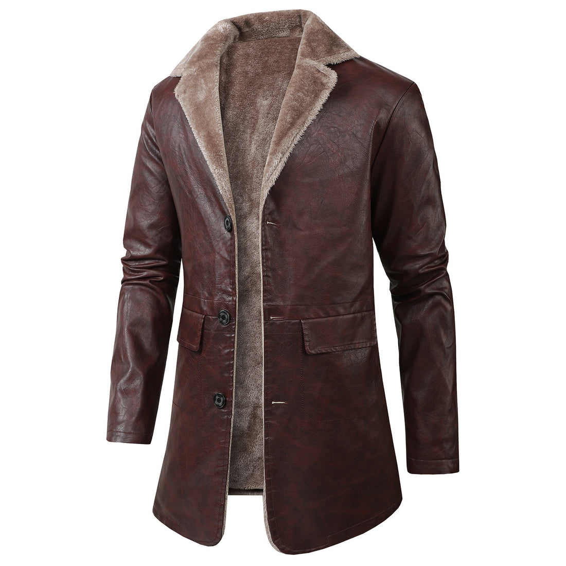 Herren Elegante Kunstlederjacke mit Fleece-Futter Echo Archiv