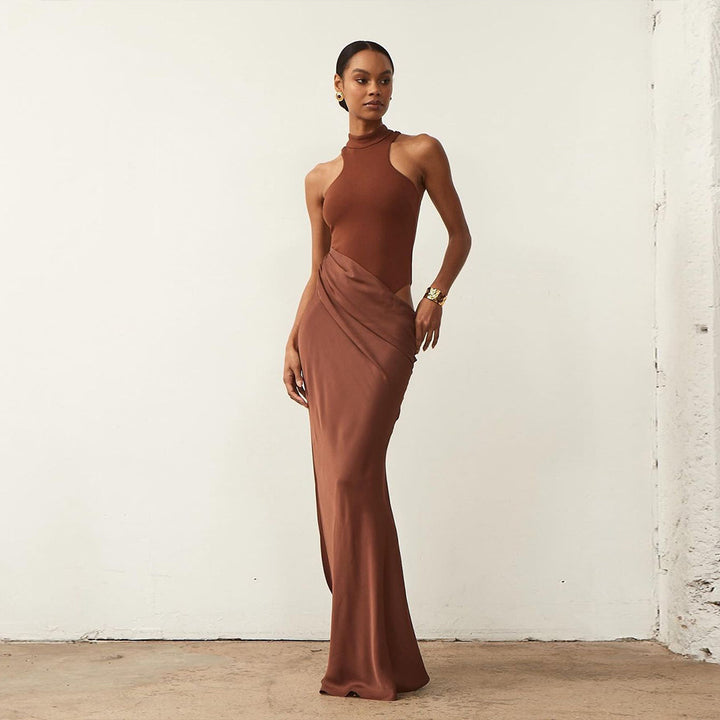 Damen Elegantes Wickelkleid mit hochgeschlossenem Design und seitlichem Schlitz Echo Archiv