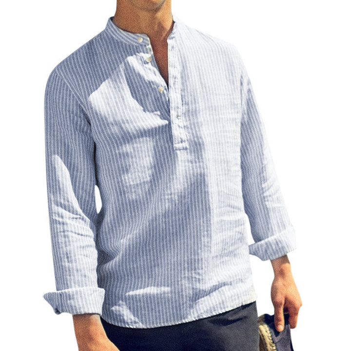 Herren Langarmhemd mit eleganten Streifen und modischem Knopfdesign Echoarchiv