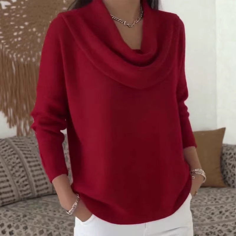 Damen nan fein gestrickter Pullover mit Wasserfallkragen und geripptem Saum Echo Archiv