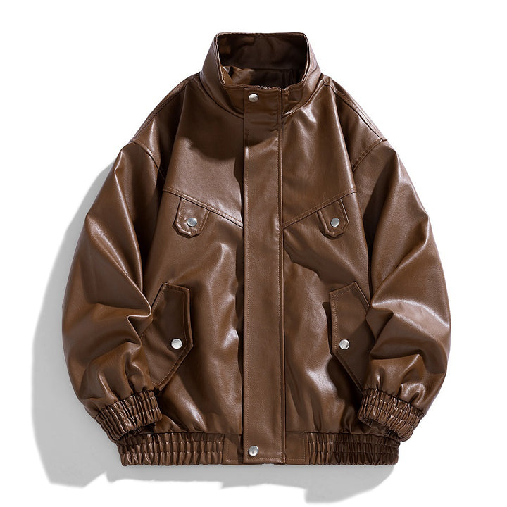 Herren Kunstlederjacke mit geräumigen Taschen und bequemen Bündchen Echoarchiv