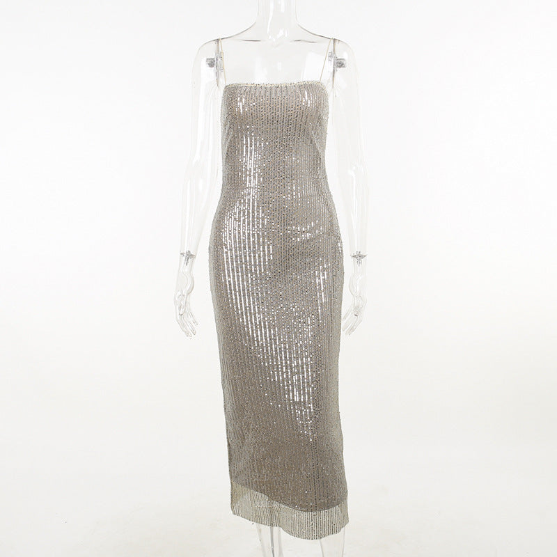 Damen elegantes Abendkleid mit schimmernden Pailletten und figurbetonter Silhouette Echo Archiv