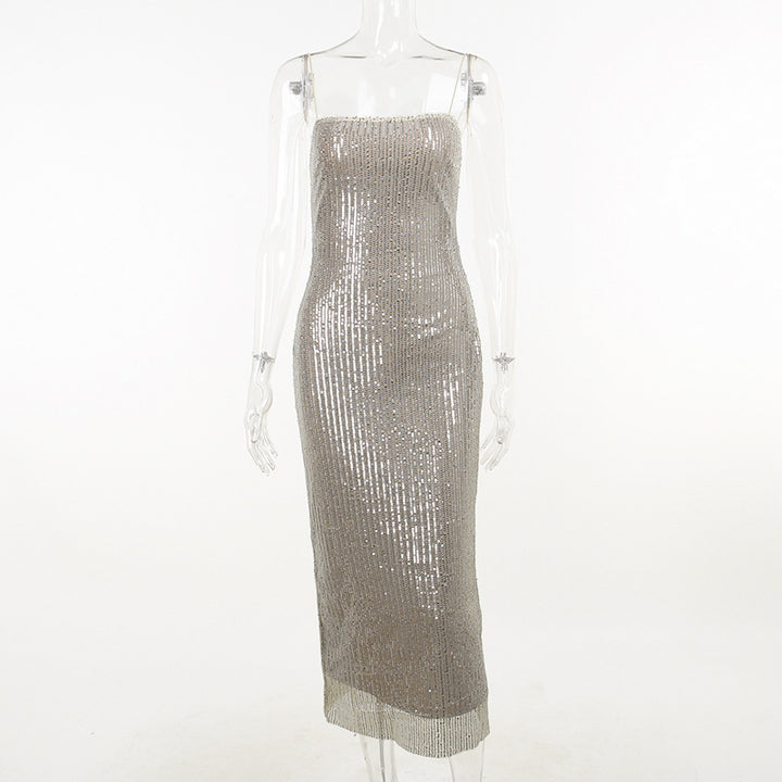 Damen elegantes Abendkleid mit schimmernden Pailletten und figurbetonter Silhouette Echo Archiv