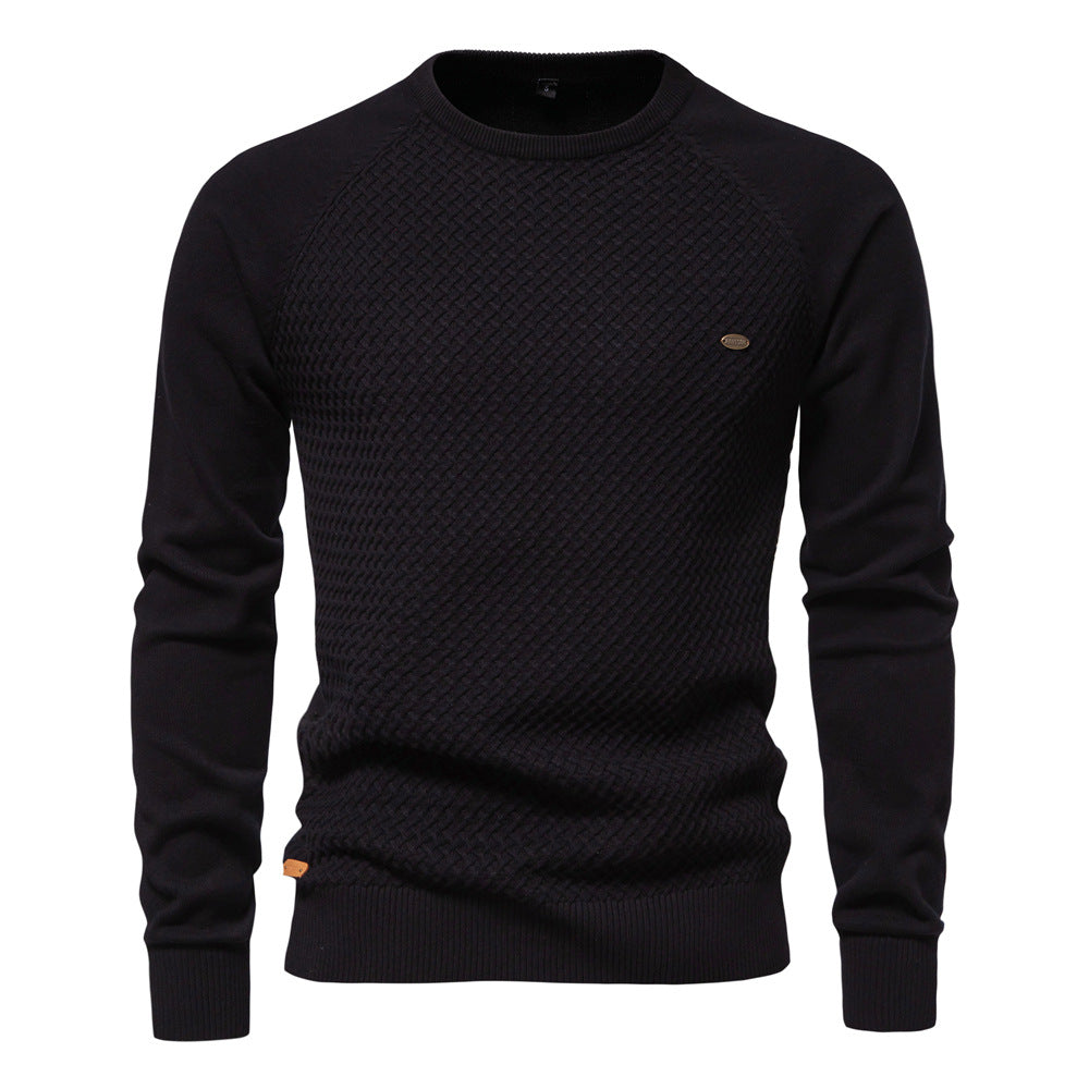 Herren Strickpullover mit modernem Strukturmuster und Rundhalsausschnitt Echoarchiv