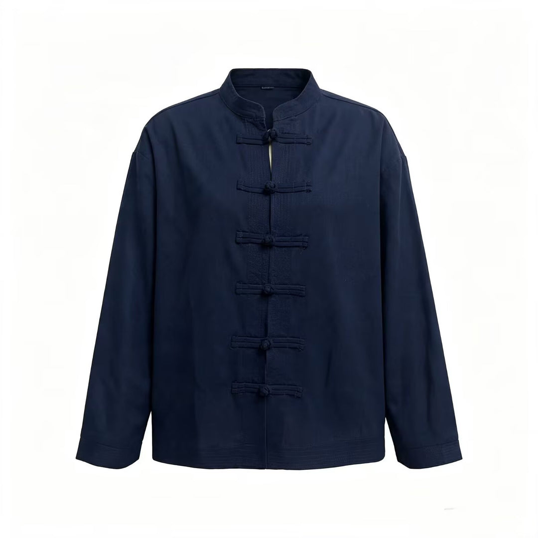 Herren Lockere Baumwoll‑Leinen Jacke im China‑Style mit Stehkragen und Knotenverschlüssen Echo Archiv