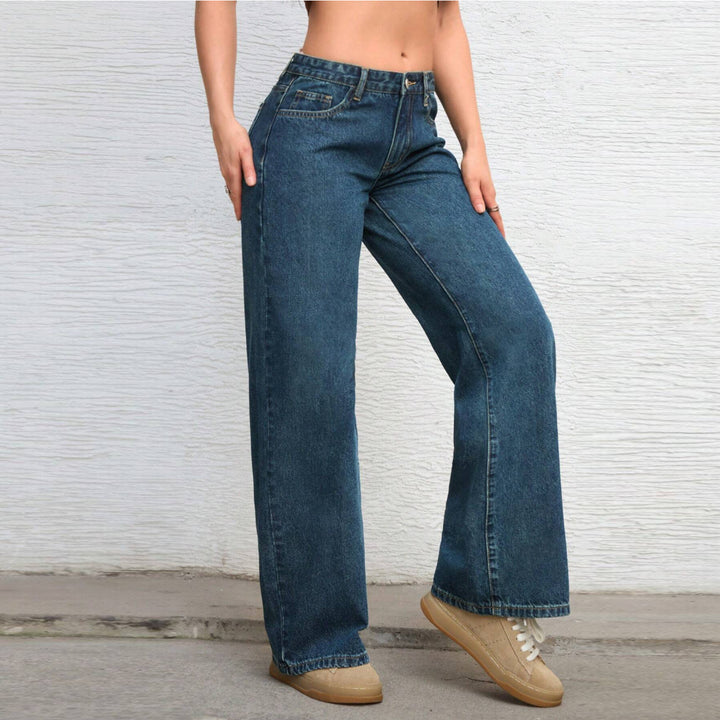 Damen Hochtaillierte weite Vintage-Denim Hose Echo Archiv