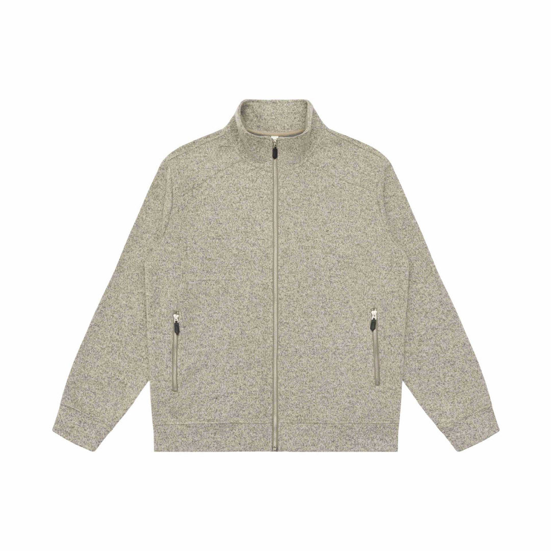 Damen Zipjacke aus meliertem Teddy-Fleece mit Stehkragen und Reißverschlusstaschen Echoarchiv