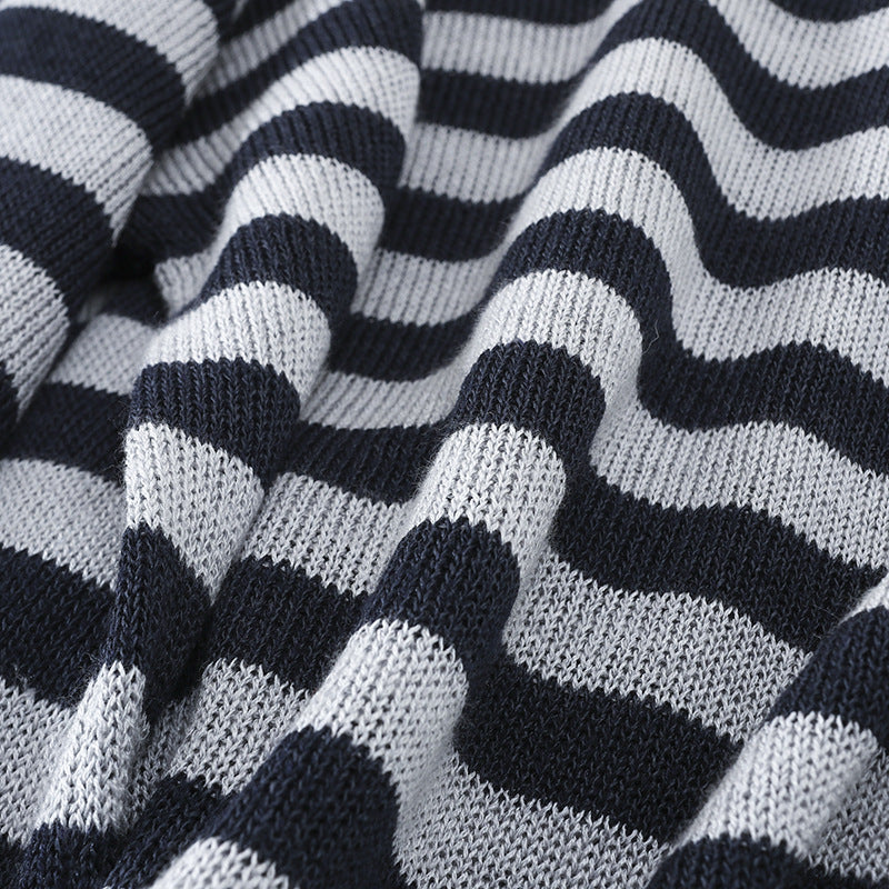Damen lässiger Oversize Strickpullover mit U-Boot-Ausschnitt und maritimen Querstreifen Echo Archiv