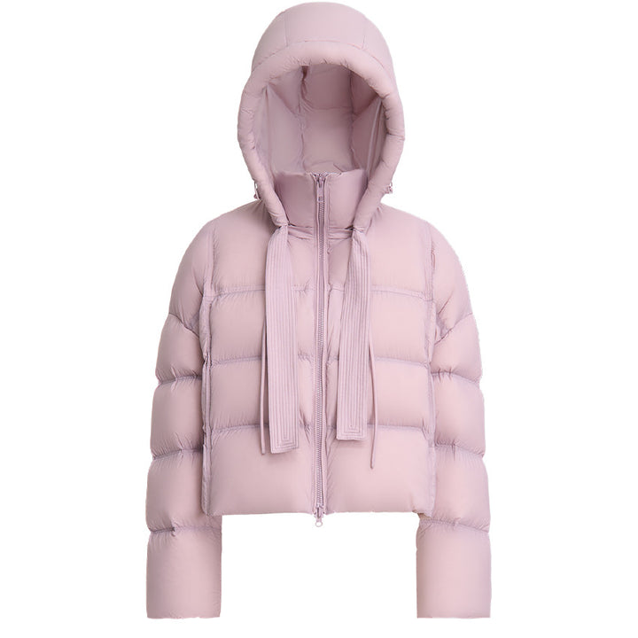 Damen Kurz geschnittene Boxy-Steppjacke mit voluminöser Kapuze und Kordelzug Echoarchiv