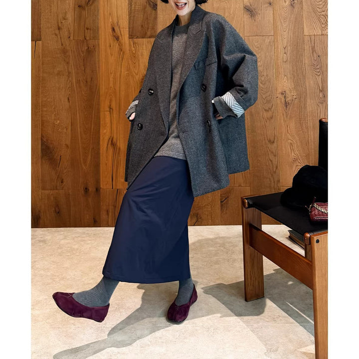 Damen Modischer Oversized Blazer mit doppelter Knopfleiste Echoarchiv