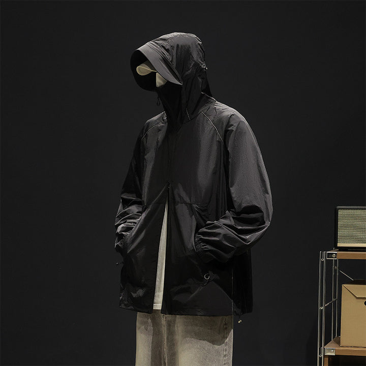 Herren leichte und atmungsaktive Freizeitjacke mit verstellbarem Kapuzenkragen Echoarchiv