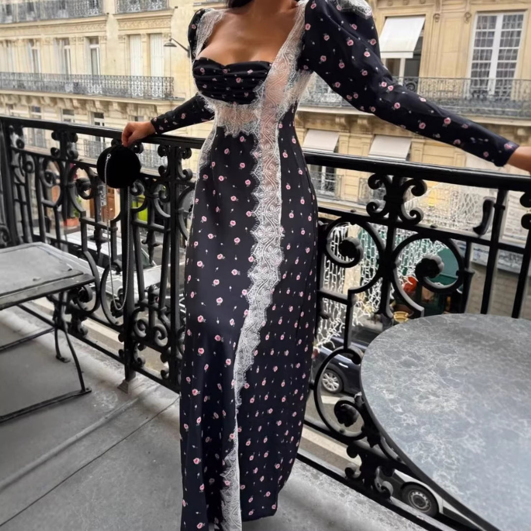 Damen Maxikleid mit Spitzenbesatz und floralem Alloverprint Echo Archiv