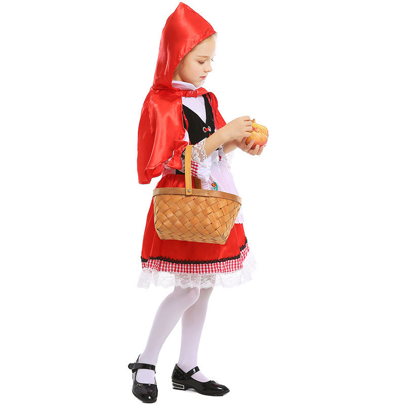 Mädchen Märchenhaftes Rotkäppchen Kostüm mit Umhang und gestickter Schürze Echo Archiv