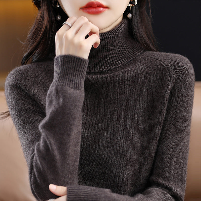 Damen Weicher Hochkragen-Pullover aus flauschigem Wollmix mit Raglanärmeln Echoarchiv